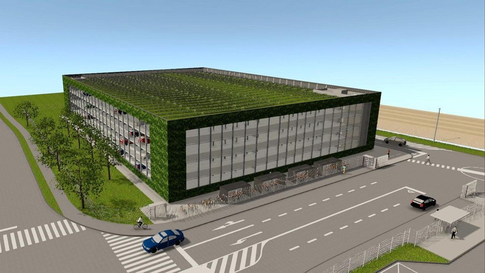 So soll das Parkhaus aussehen, wenn es im August 2025 fertiggestellt ist.