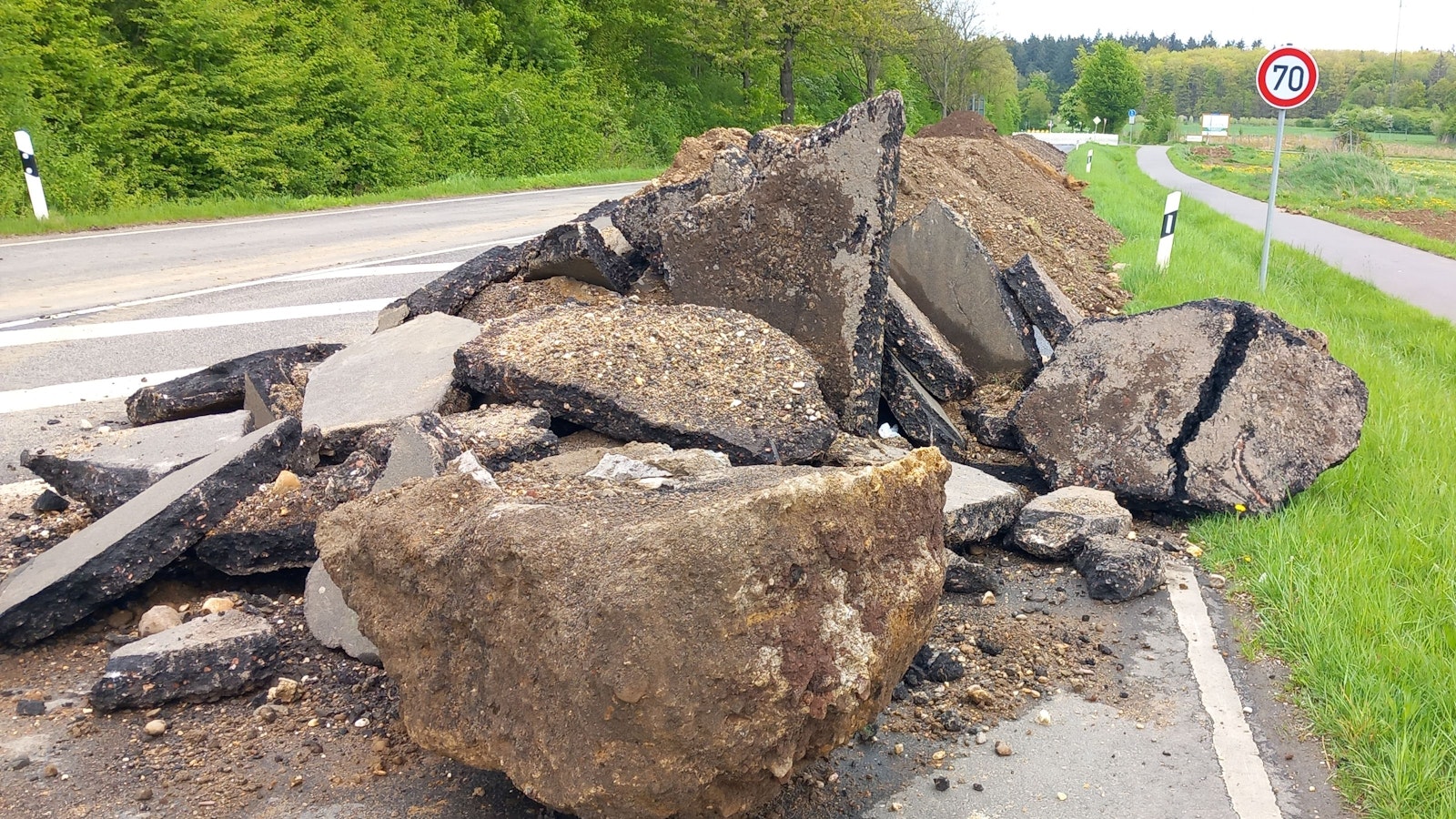 Baustelle K58 im Kreisel bei Villip