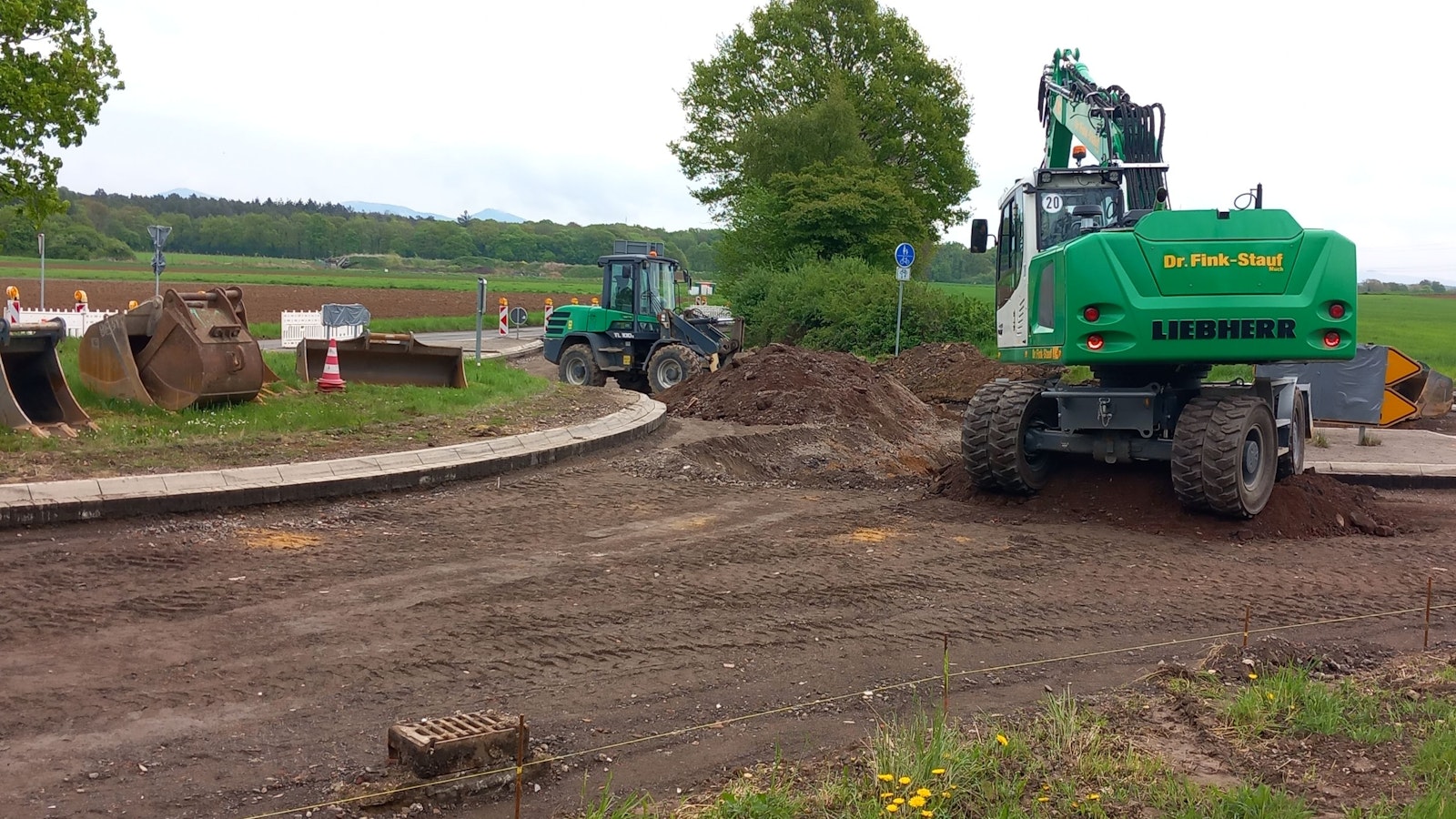 Baustelle K58 im Kreisel bei Villip