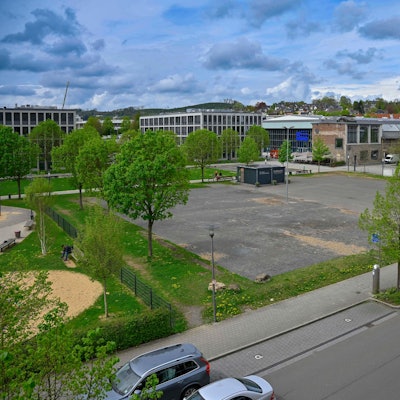 Blick auf den Festplatz südlich des Kinos in Gummersbach.
