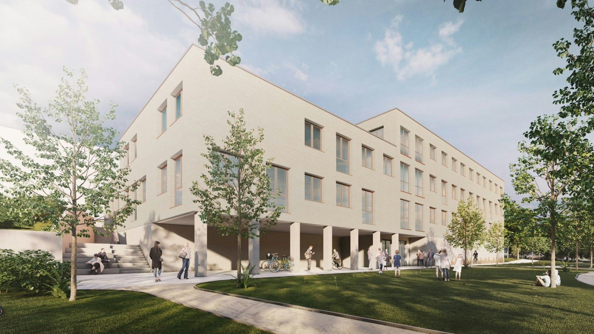 Massive Investitionen der Stadt Rösrath, insbesondere auch in Schulen (im Bild ein geplanter Modulbau am Freiherr-vom-Stein-Schulzentrum) müssen durch Einnahmen gedeckt sein.