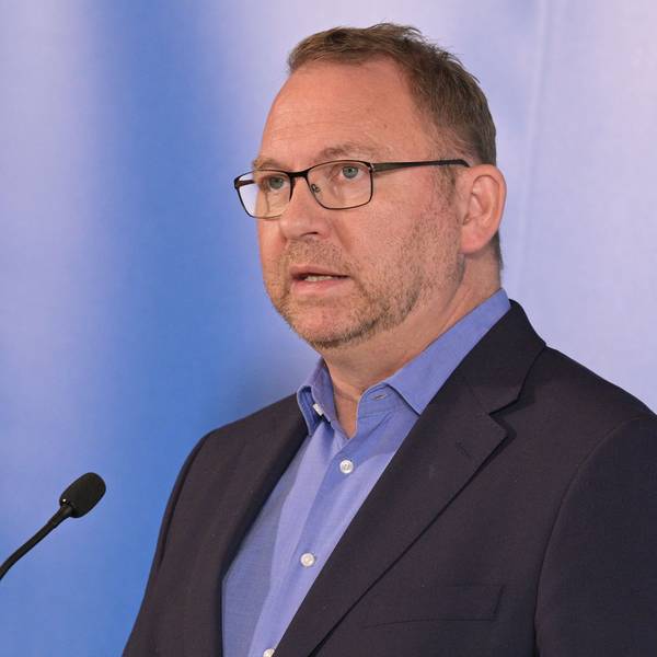 Frank Werneke, Vorsitzender der Gewerkschaft Verdi, gibt ein Statement.