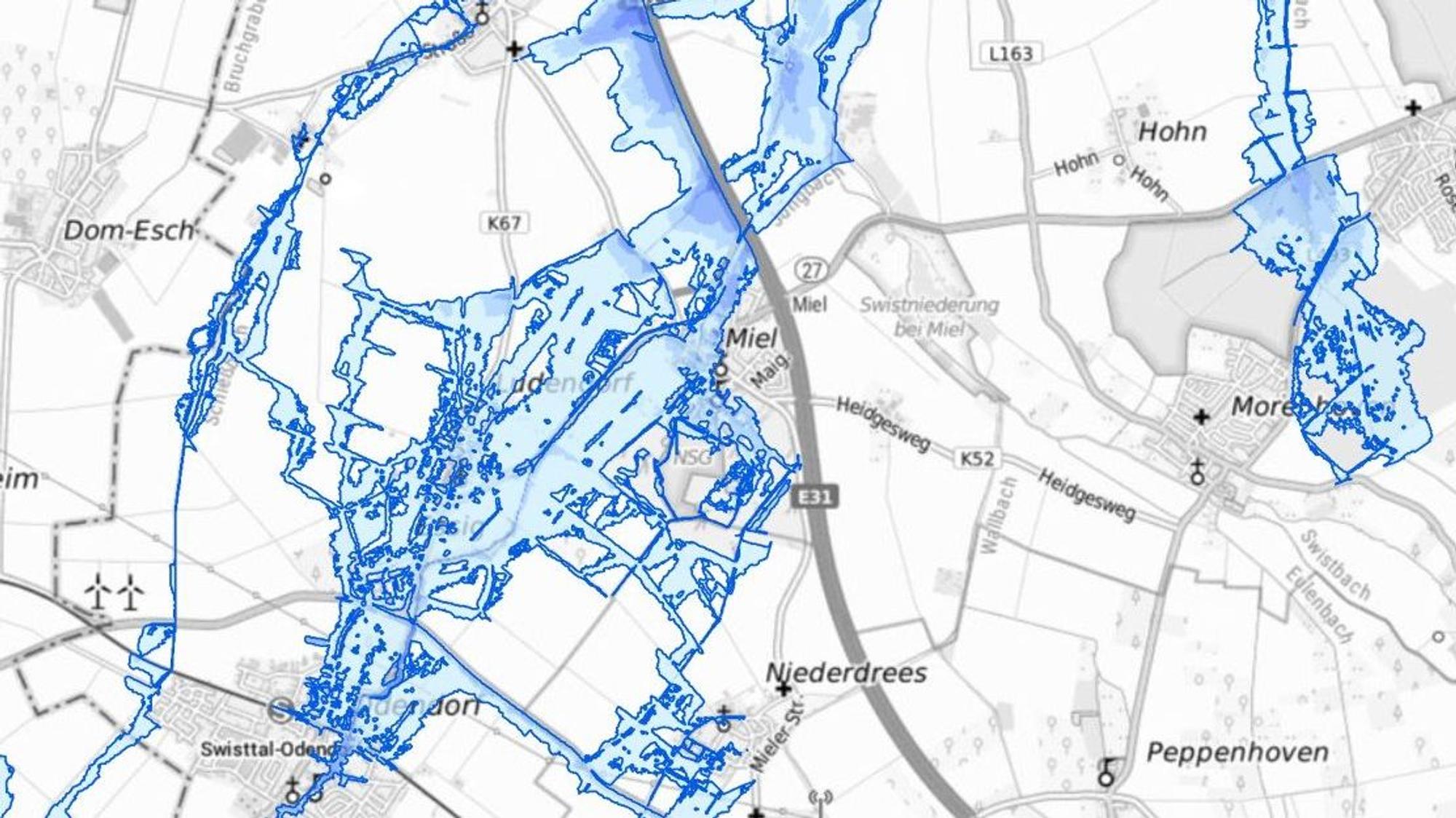 Hochwasserkarte für Swisttal