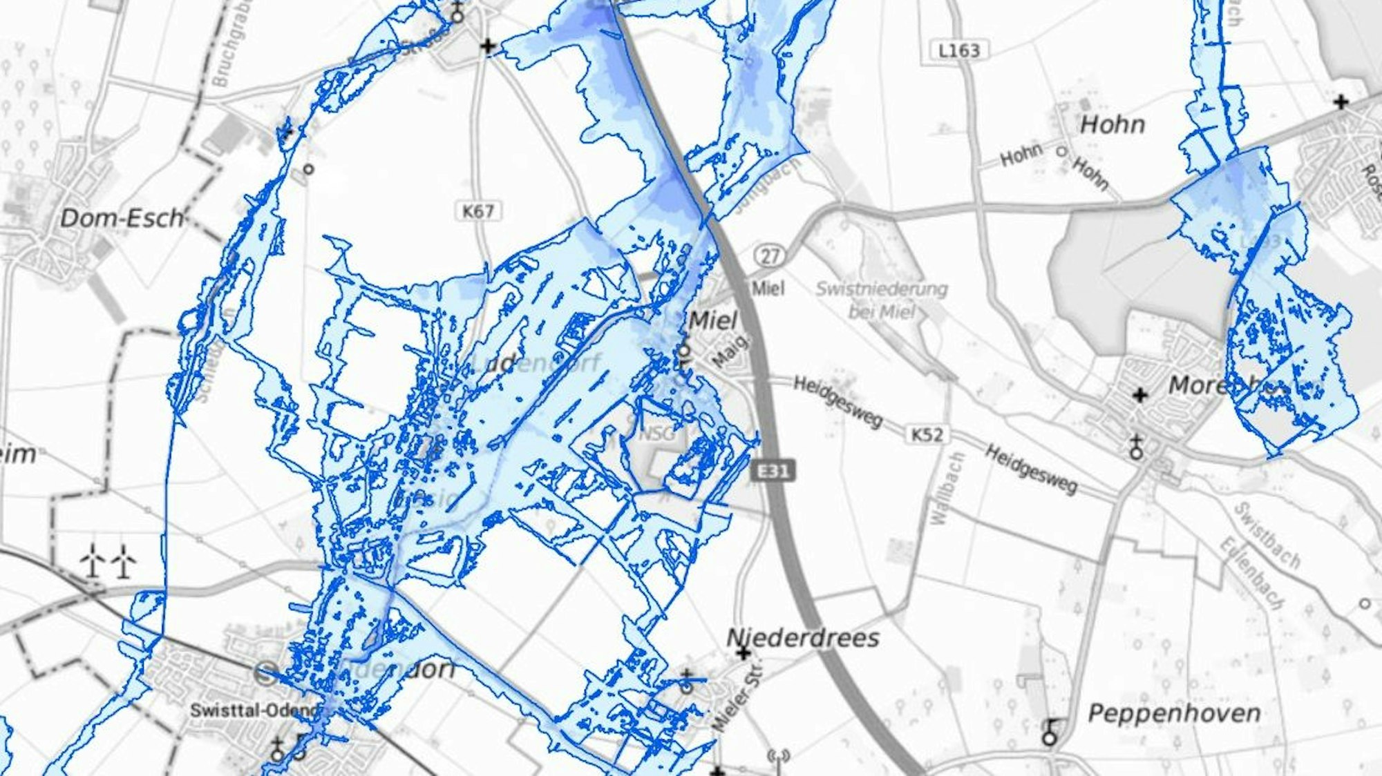 Hochwasserkarte für Swisttal
