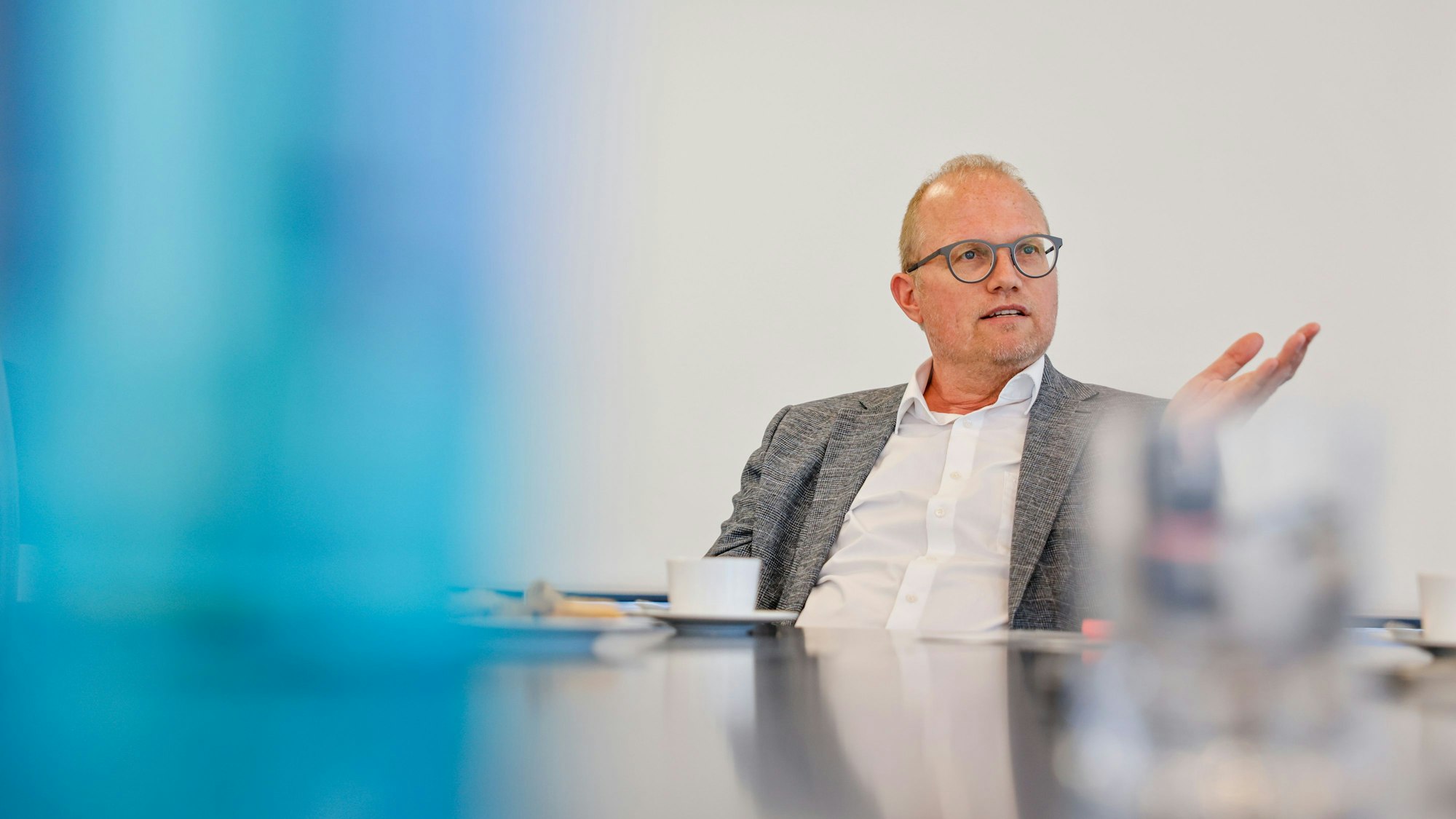 Jochen Ott (SPD, Abgeordneter Landtag NRW und Vorsitzender der SPD-Landtagsfraktion) beim Interview mit der Kölnischen Rundschau.