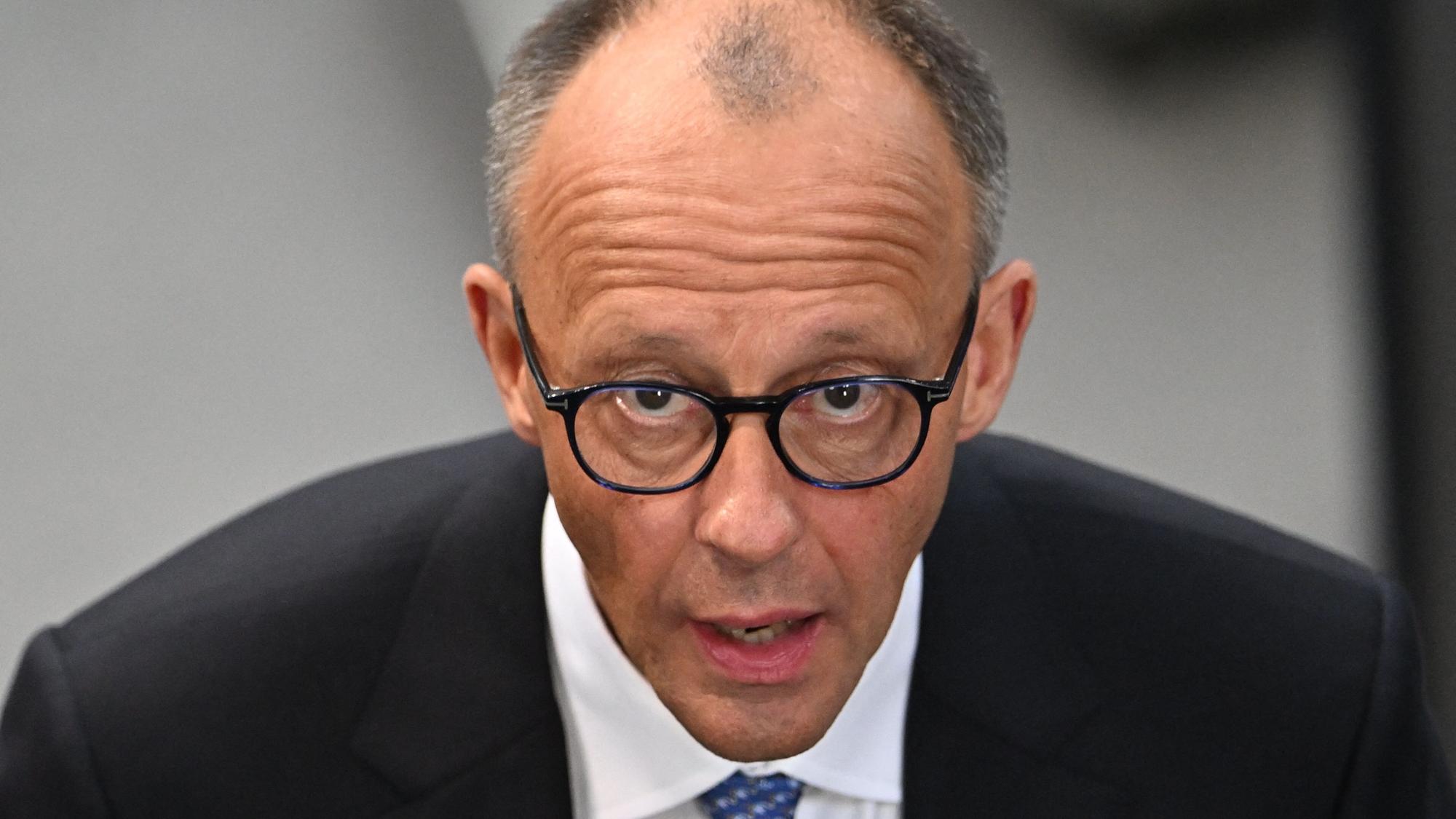 Friedrich Merz am Dienstagnachmittag im Bundestag.