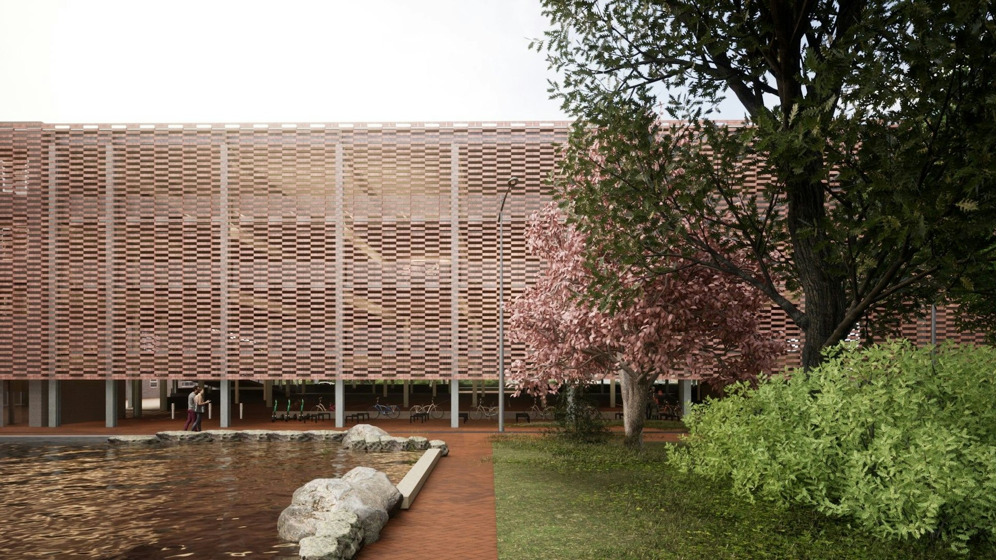 Auf dem Bild ist eine Visualisierung des geplanten Parkhauses zu sehen.