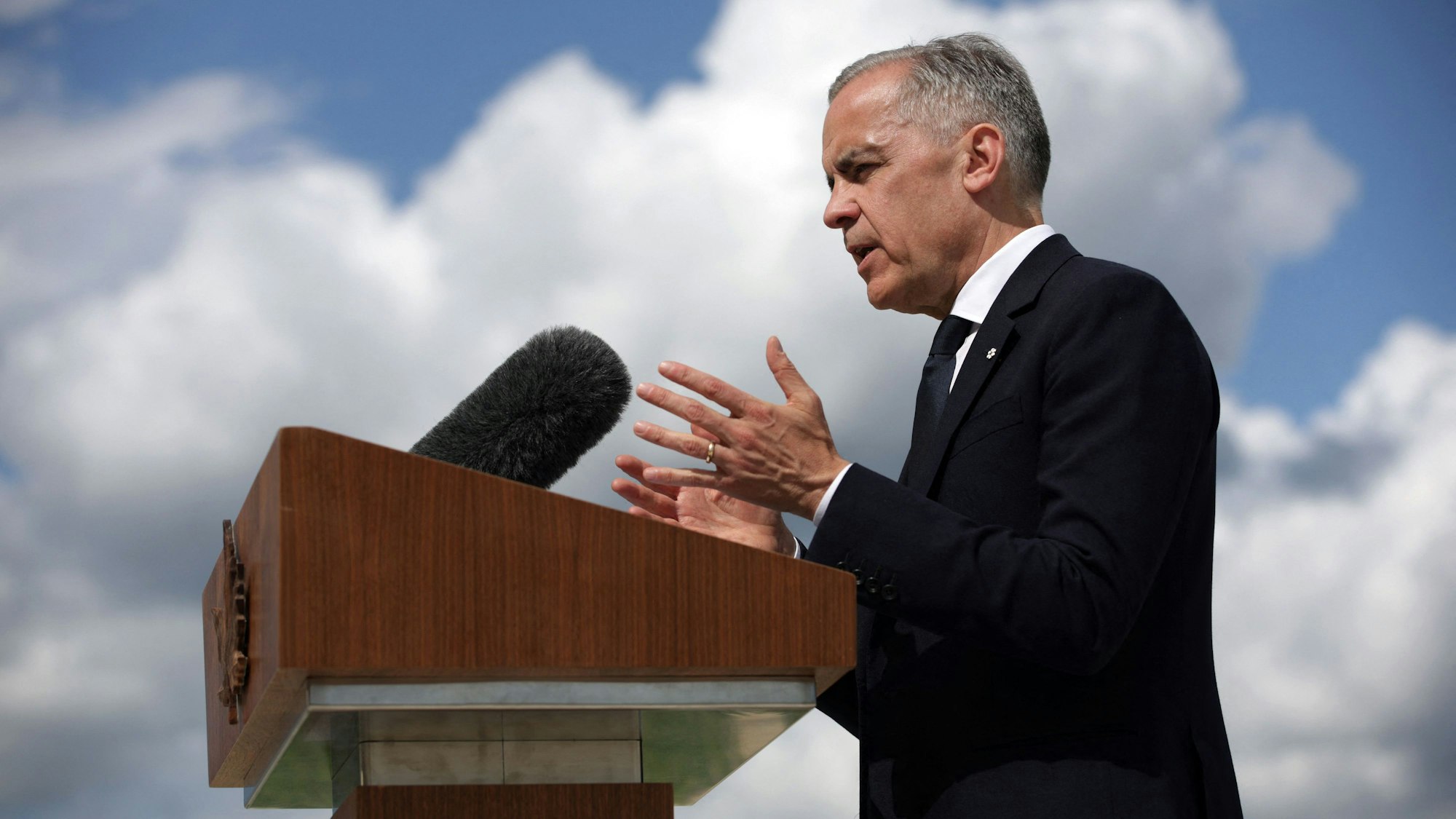 Der kanadische Premierminister Mark Carney bei einer Pressekonferenz nach seinem Treffen mit Donald Trump.