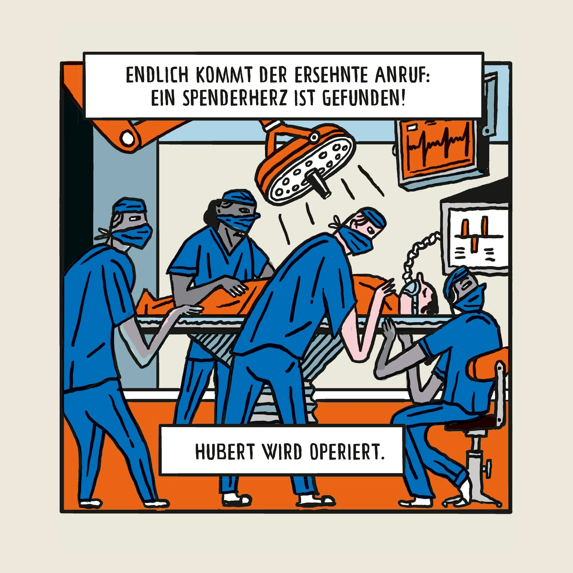 Eine Seite aus dem Graphic Novel „Ein neues Herz für Hubert K.“