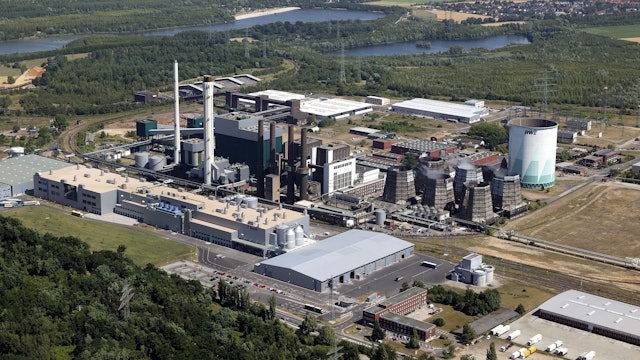 Eine Luftaufnahme des Goldenbergkraftwerks in Hürth-Knapsack.