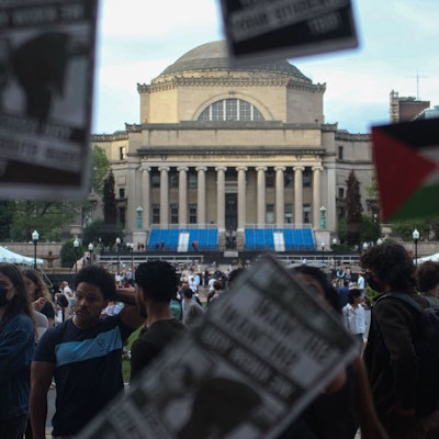 Pro-Palästinensische Demonstranten vor der Clumbia University