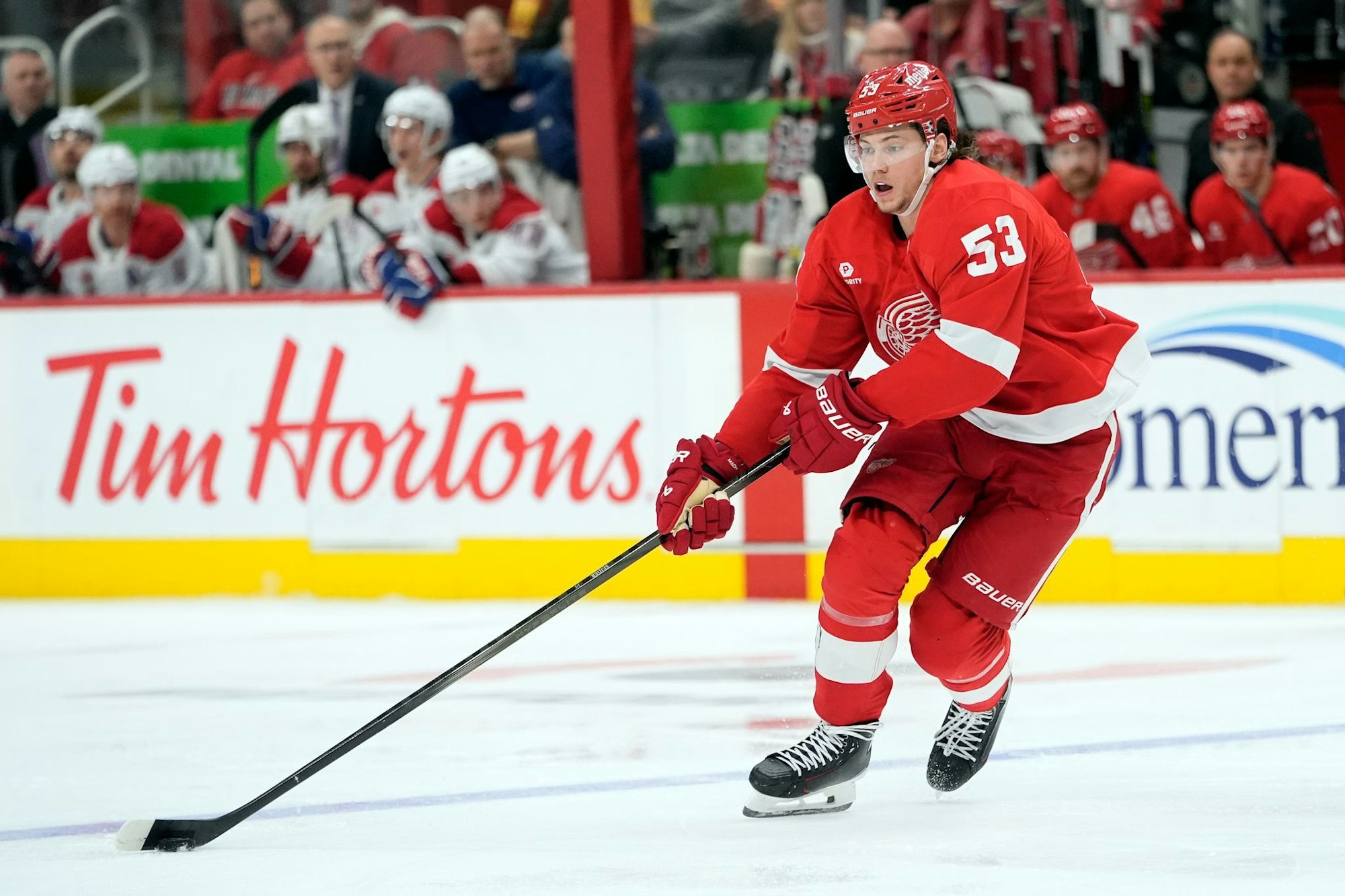 Moritz Seider ist auch bei den Detroit Red Wings in der NHL ein Führungsspieler.