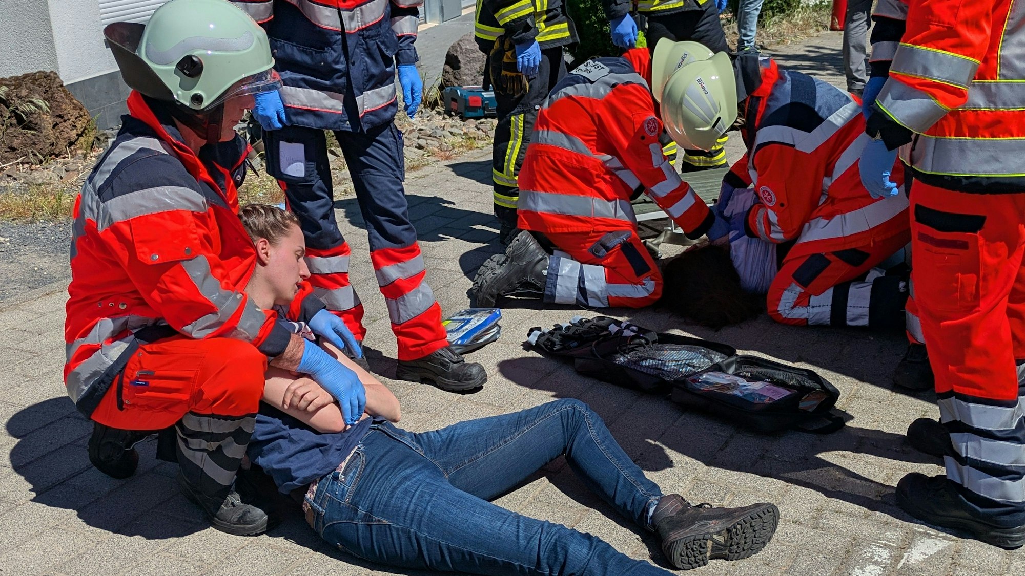 20 Notfalldarsteller spielten die Opfer bei dieser Übung.