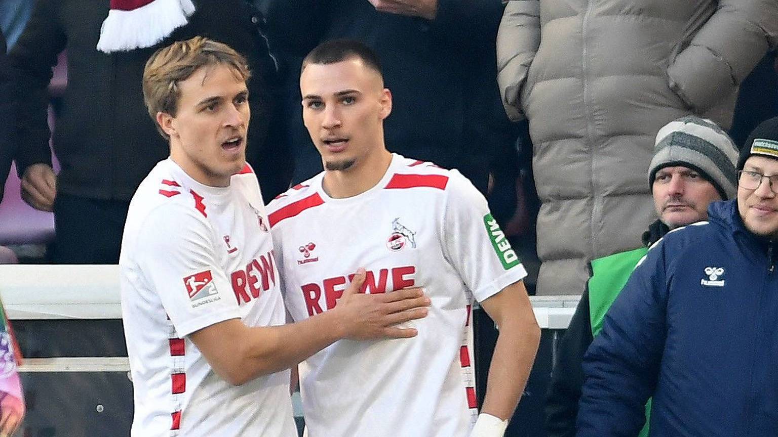 FC-Kapitän Timo Hübers (l.) und Tim Lemperle.