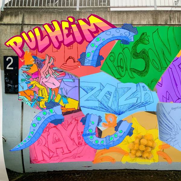 Der Entwurf für ein Graffito, es ist bunt.