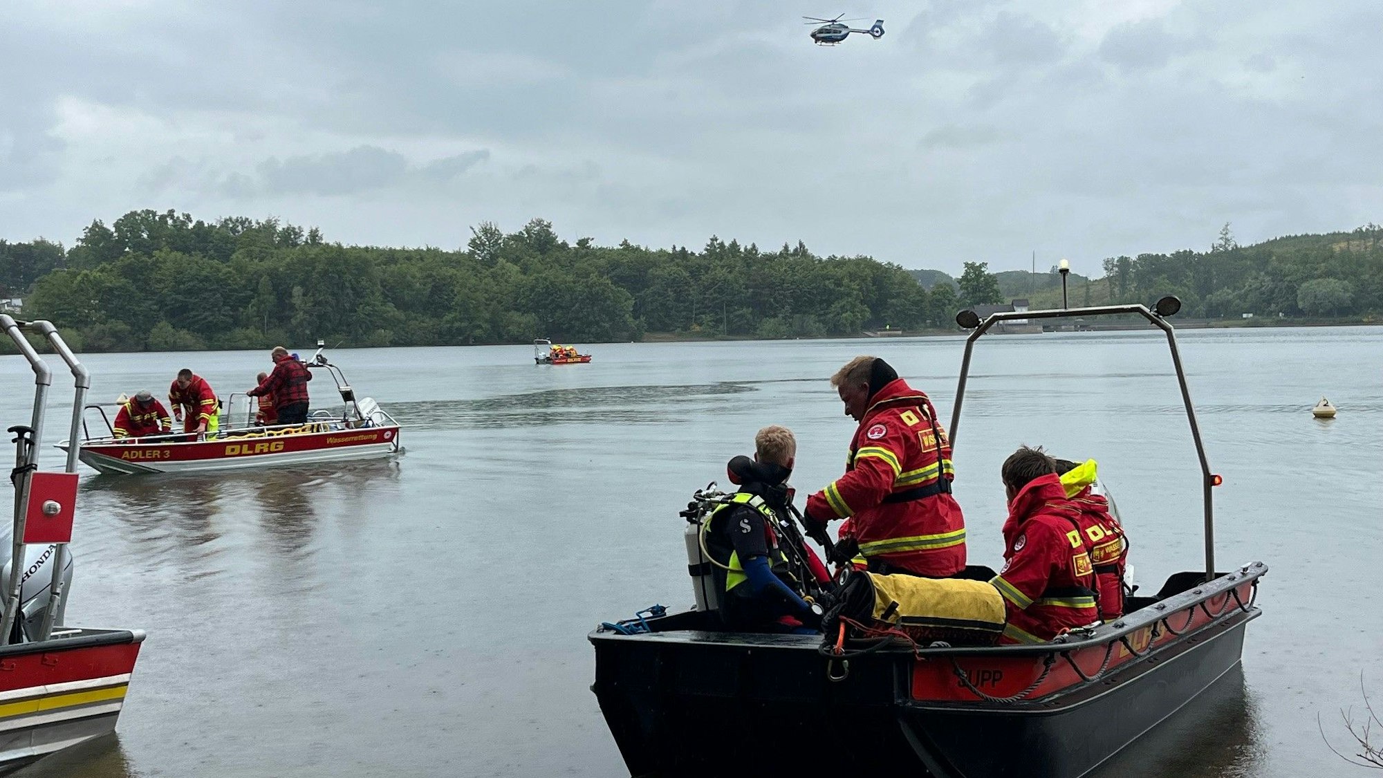 Personensuche in der Bruchertalsperre.