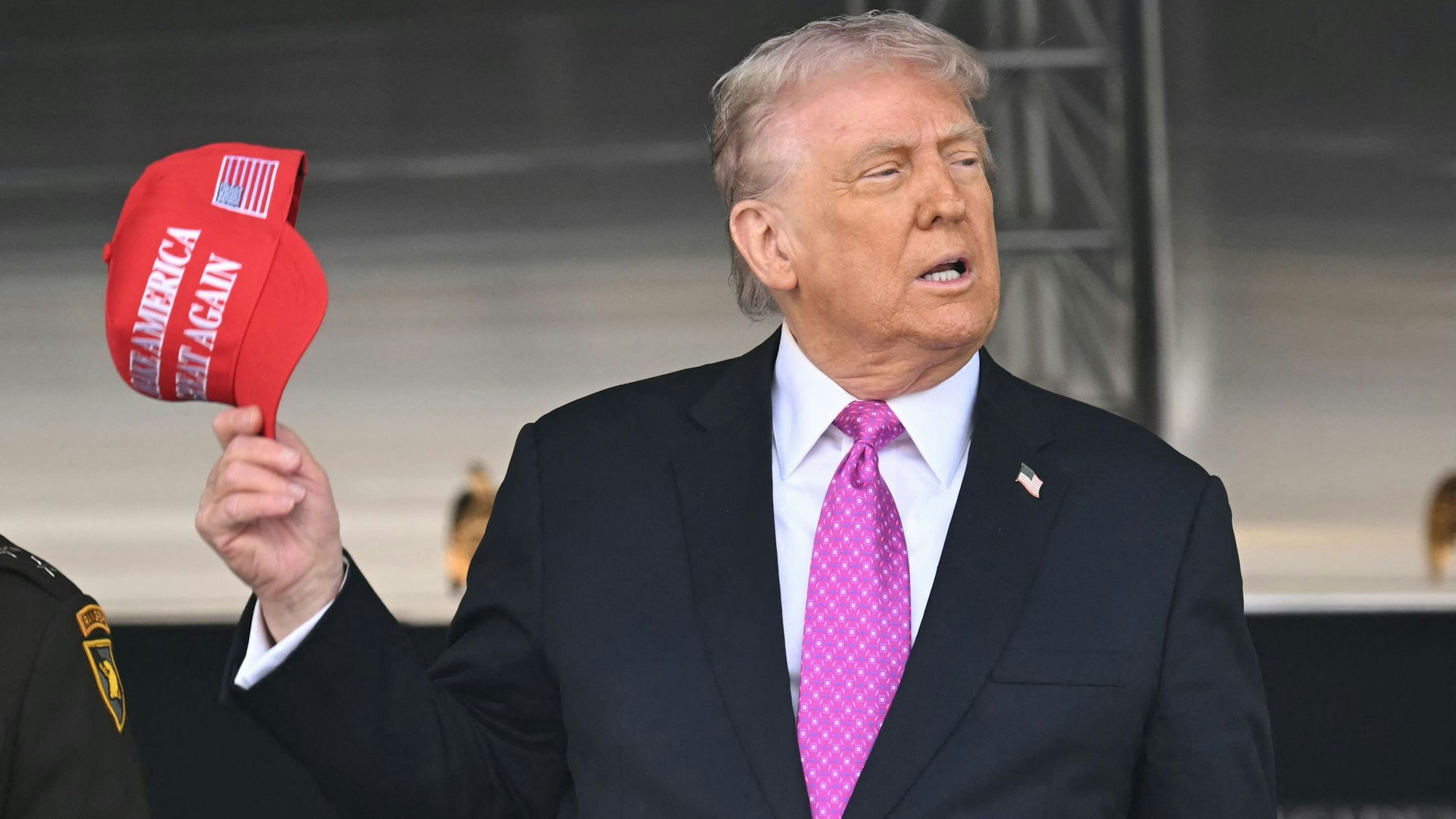 US President Donald Trump departs after delivering the commencement address at the 2025 US Military Academy Graduation Ceremony at West Point, New York, on May 24, 2025. (Photo by SAUL LOEB / AFP)