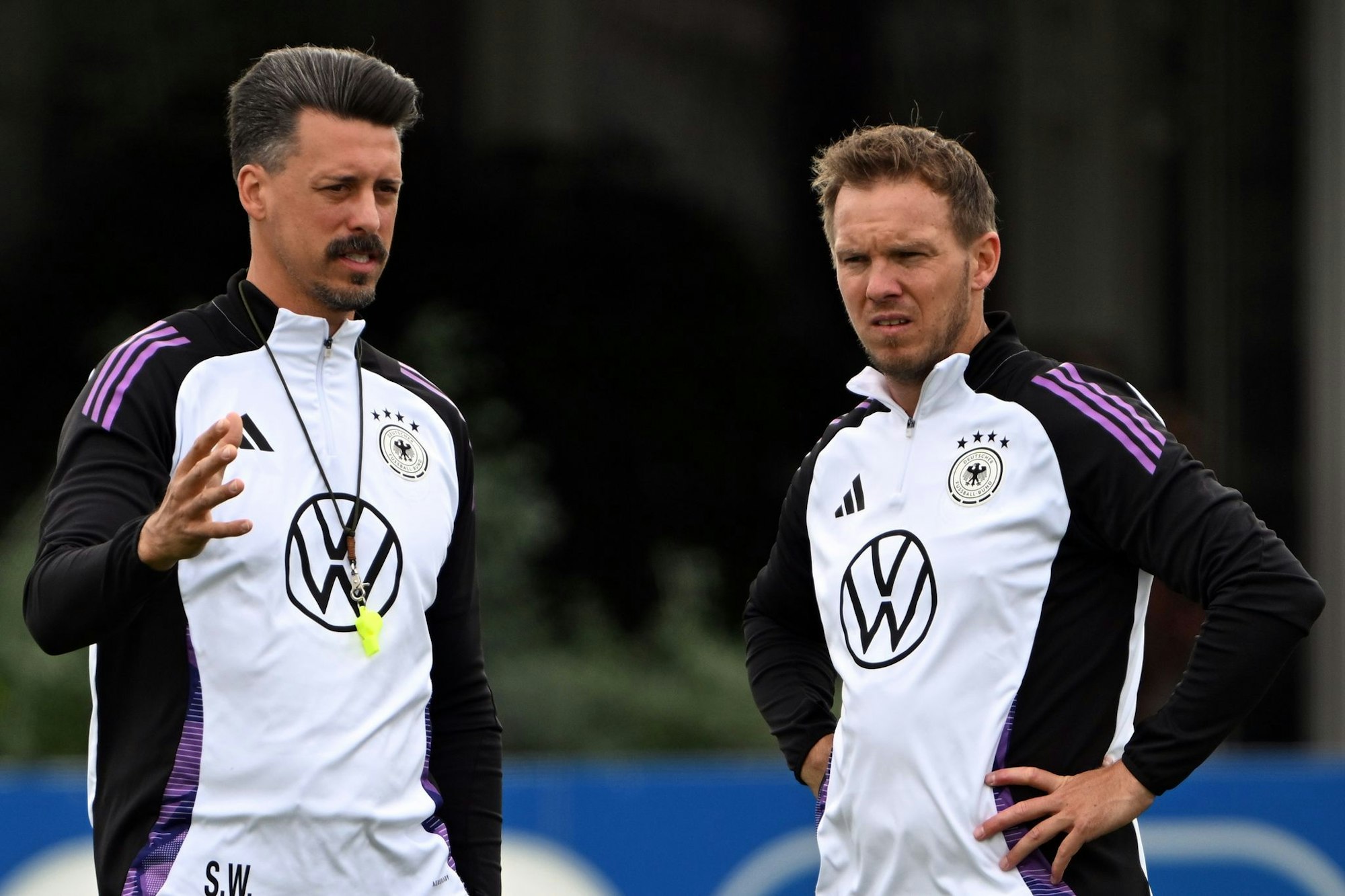 Letztmals vereint als Trainergespann: Julian Nagelsmann (r) und sein Assistent Sandro Wagner, der nach dem Final Four Chefcoach beim FC Augsburg wird.