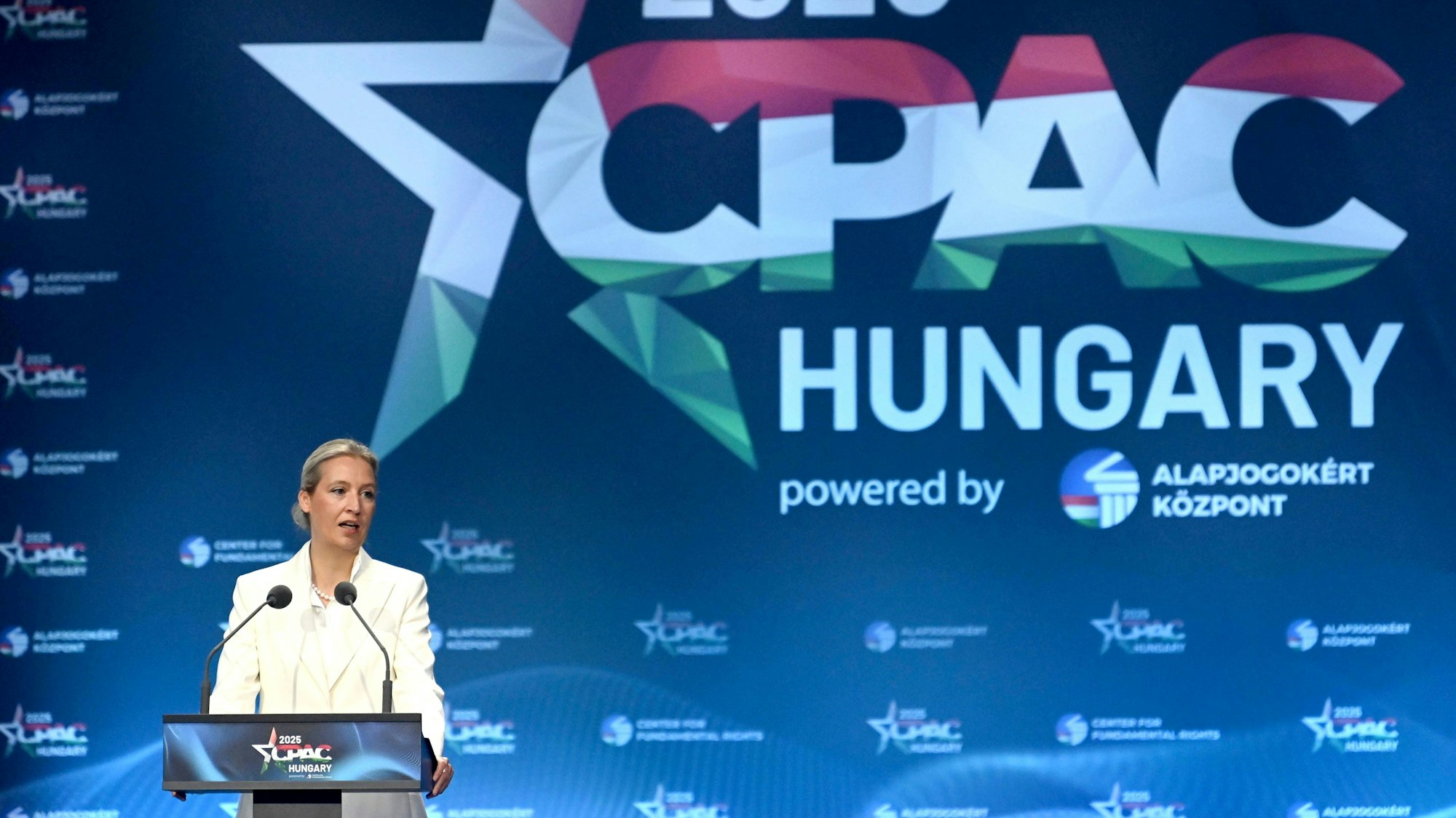 Alice Weidel, Fraktionsvorsitzende der AfD, spricht am zweiten Tag der ‚Conservative Political Action Conference‘ (CPAC) Hungary in Budapest.