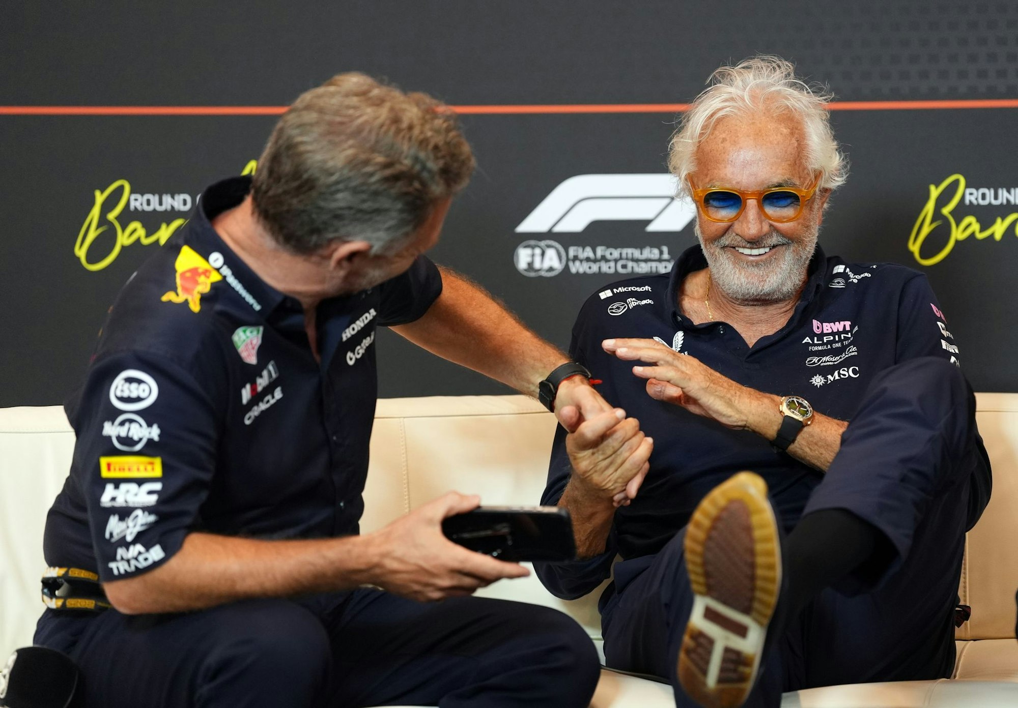 Unverkennbar, Christian Horner und Flavio Briatore (r) hatten ihren Spaß.