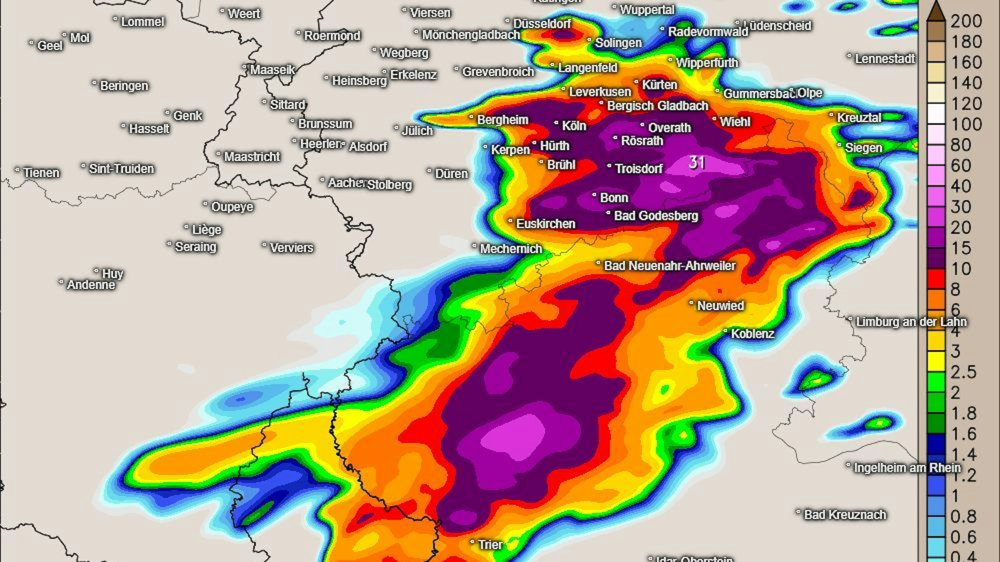 Das Unwetter von Samstag konnte schon früh prognostiziert werden.