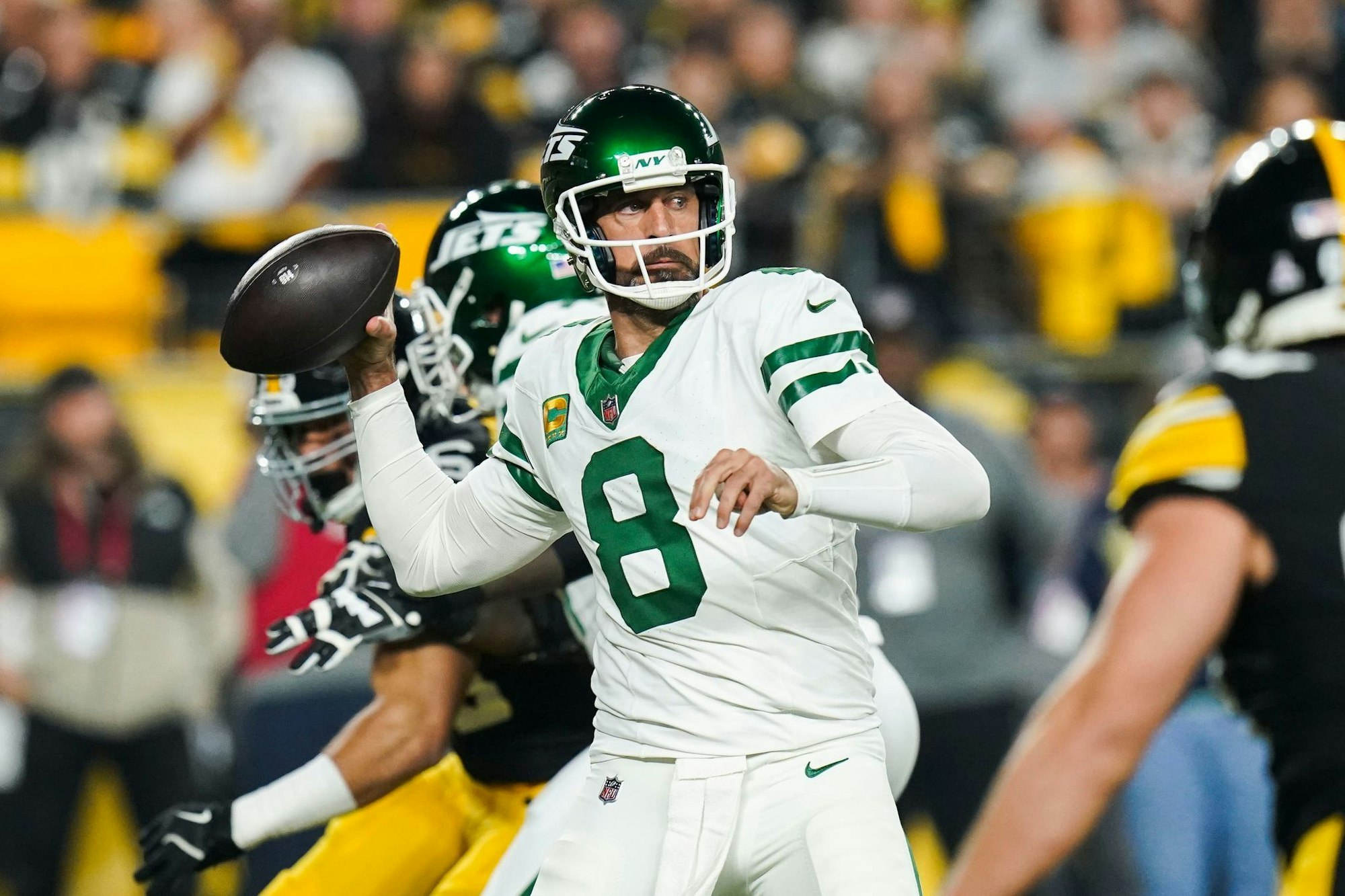Trägt zukünftig wohl das gelb und schwarz der Pittsburgh Steelers: Quarterback Aaron Rodgers.