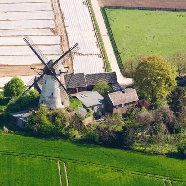 Luftbild der Grottenhertener Windmühle im Rhein-Erft-Kreis (Archivbild)