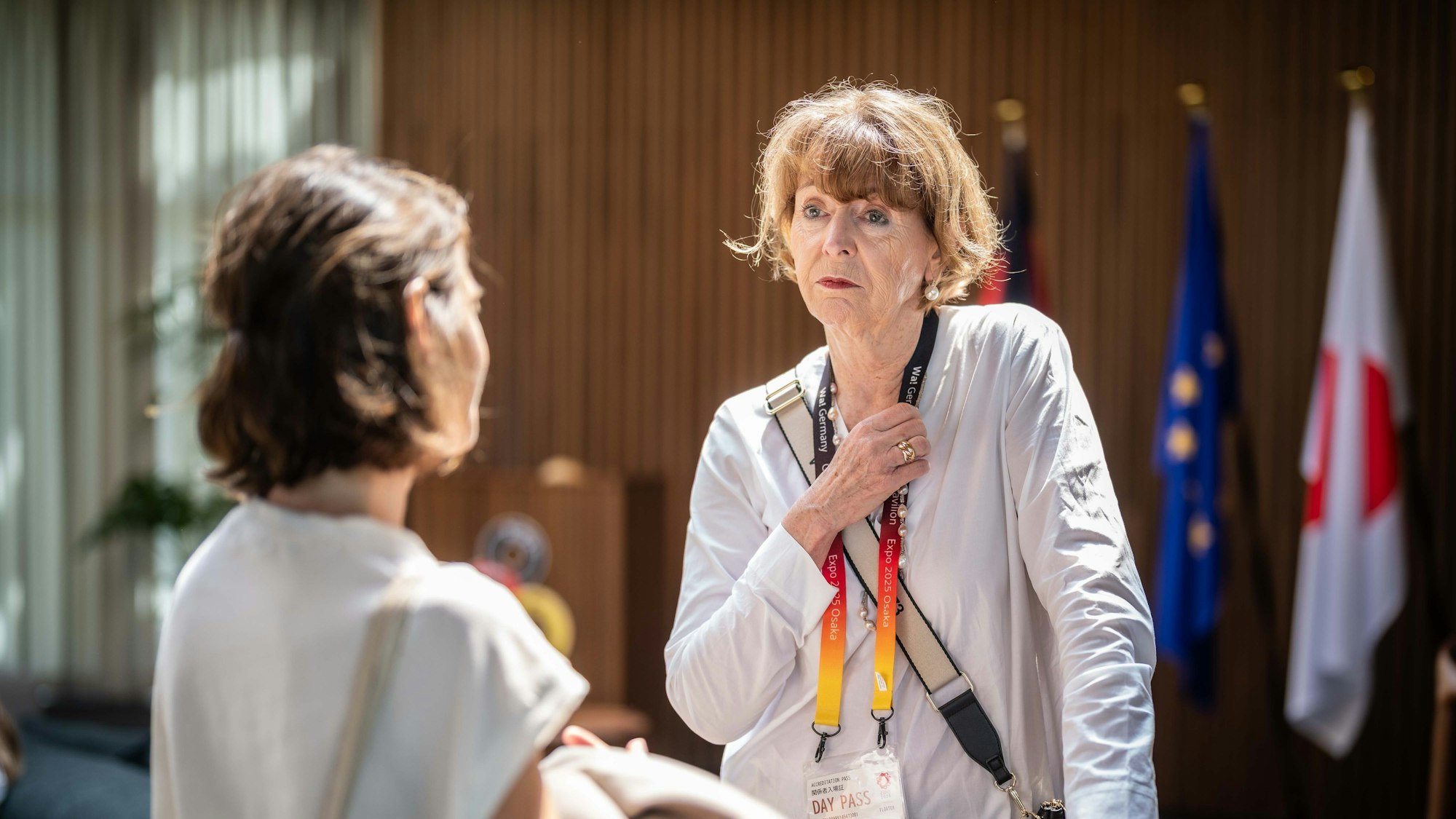 Expo 2025 Osaka - OB zu Köln Henriette Reker mit Melanie Saxinger (deutsche Generalkonsulin) im Deutschen Pavillon am Donnerstag, 05.06.25 in Osaka. Foto: Jakob Studnar / ©