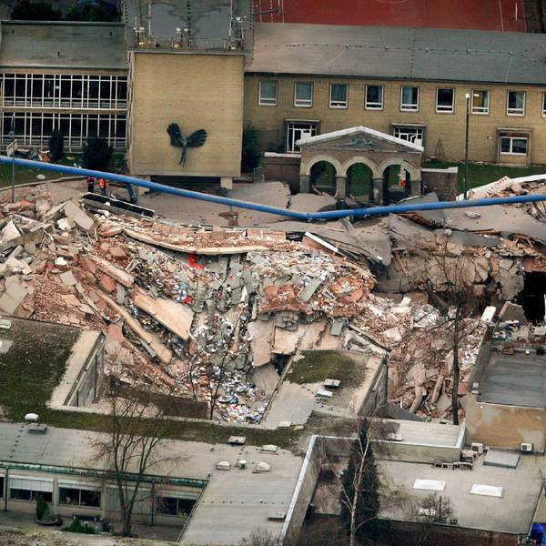 Das eingestürzte Kölner Stadtarchiv an der Severinstraße am 4. März 2009.