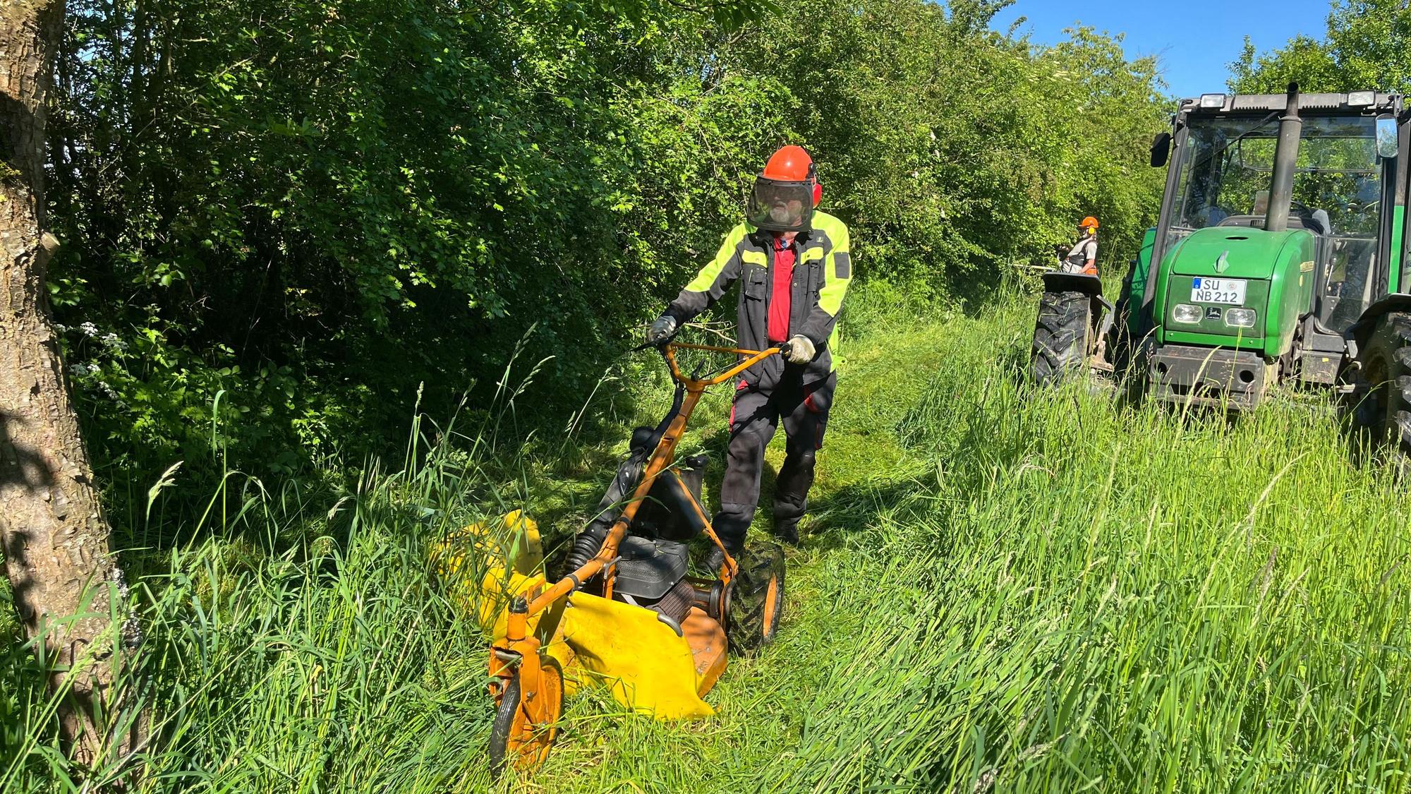 Die Wiese in Ollheim wird gemäht.