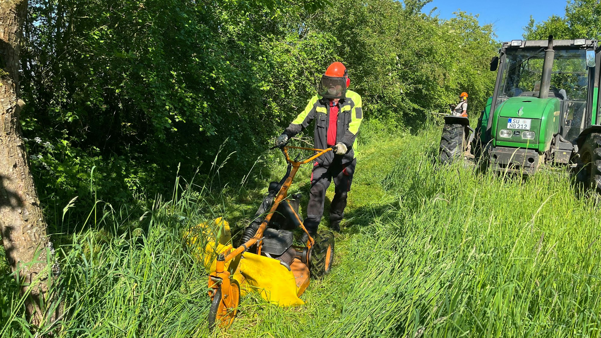 Die Wiese in Ollheim wird gemäht.