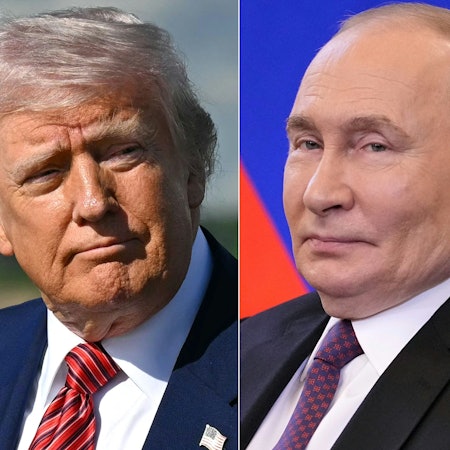 (COMBO) This combination of pictures created on June 04, 2025 shows, L/R, US President Donald Trump in Morristown, New Jersey, May 23, 2025, and Russian President Vladimir Putin at the Kremlin in Moscow on May 28, 2025. US President Donald Trump said he spoke to Russian counterpart Vladimir Putin Wednesday about Ukraine and Iran, warning that the Kremlin leader had "very strongly" pledged to respond to Kyiv's stunning drone attack on Russian bombers. Trump said that there was no "immediate peace" on the horizon in Ukraine -- which Russia invaded in 2022 -- following what he described as a one hour and 15 minute call with the Russian president. (Photo by SAUL LOEB and Pavel Bednyakov / various sources / AFP)
