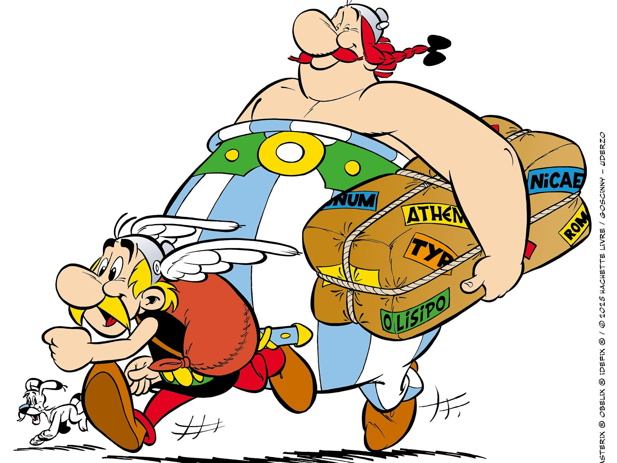 HANDOUT - Das undatierte, vom Verlag Egmont Ehapa veröffentlichte, Handout zeigt die beiden Comic-Helden Asterix und Obelix. Das 41.Abenteuer der Beiden heißt «Asterix in Lusitanien», und erscheint im deutschsprachigen Raum am 23. Oktober 2025 bei Story House Egmont. +++ dpa-Bildfunk +++