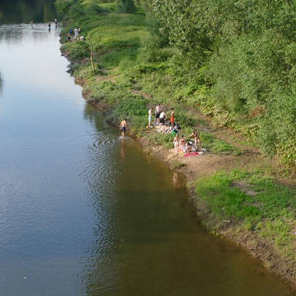 An der Siegfähre in Troisdorf-Bergheim ist der Fluss breit und flach. Archivfoto.