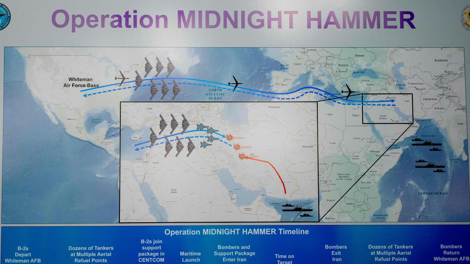 Die USA bezeichnen die Angriffe als „Einsatz Mitternachtshammer“.