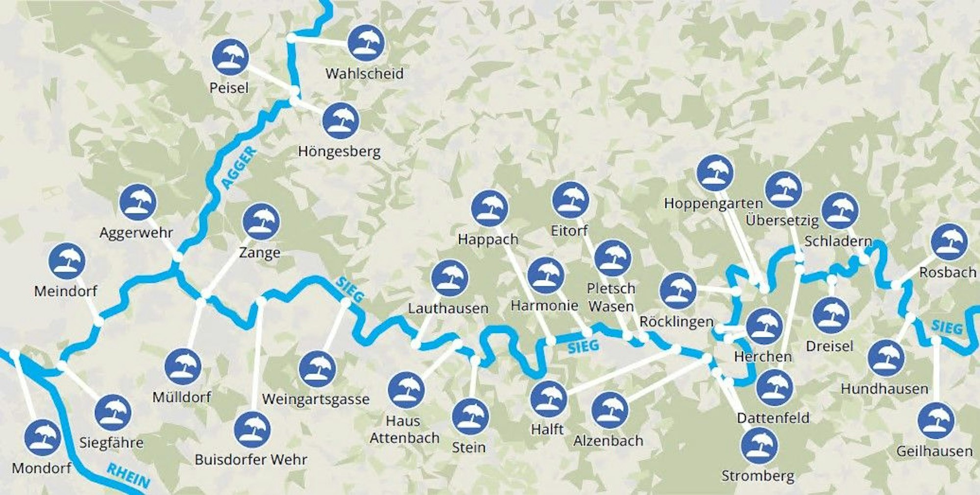 Hier gibt es Badestellen an Sieg und Agger, die der Rhein-Sieg-Kreis ausgewiesen hat und wo das Plantschen erlaubt ist.