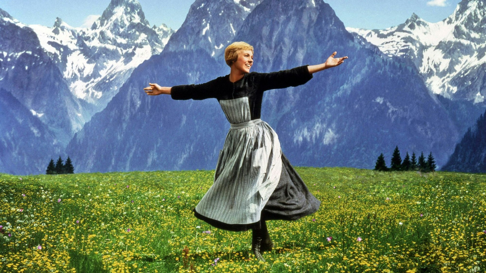 Die berühmte Szene aus «The Sound of Music» («Meine Lieder, meine Träume») mit Julie Andrews auf einer Alpenwiese.
