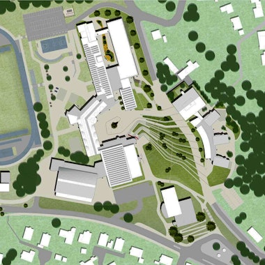 So soll der Bereich der Gouvieuxstraße mit dem neuen Verkehrskreisel (unten links) nach der Neuordnung aussehen.