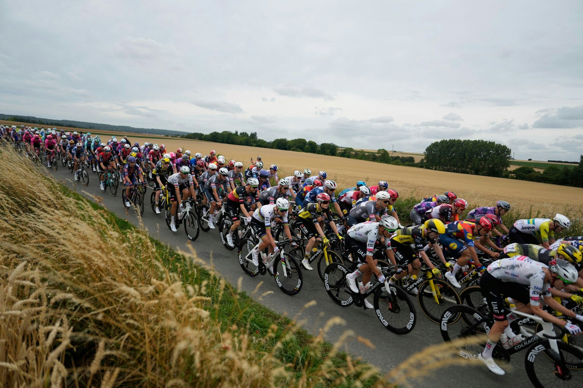 Die Fahrer bei der Auftaktetappe der 112. Tour de France.