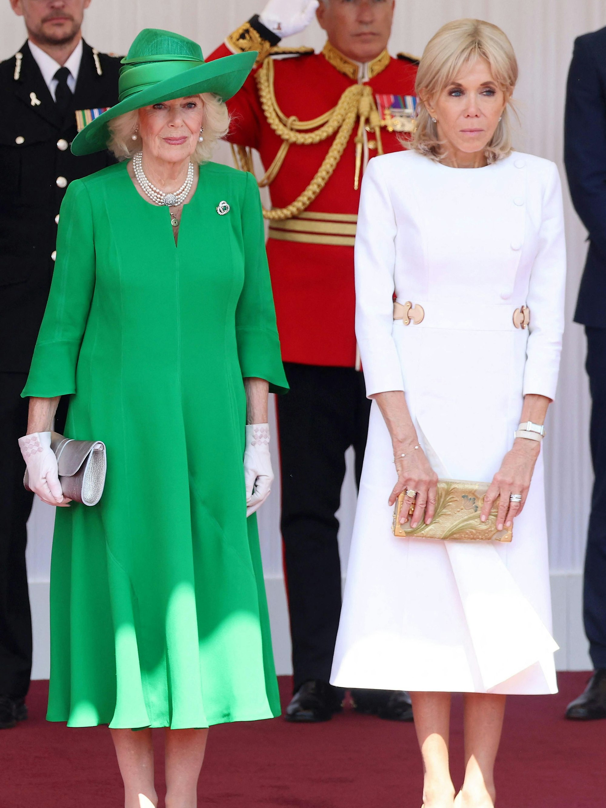 Königin Camilla und Brigitte Macron Seite an Seite – beim royalen Empfang in Windsor starten die Briten und Franzosen in drei besondere Tage.