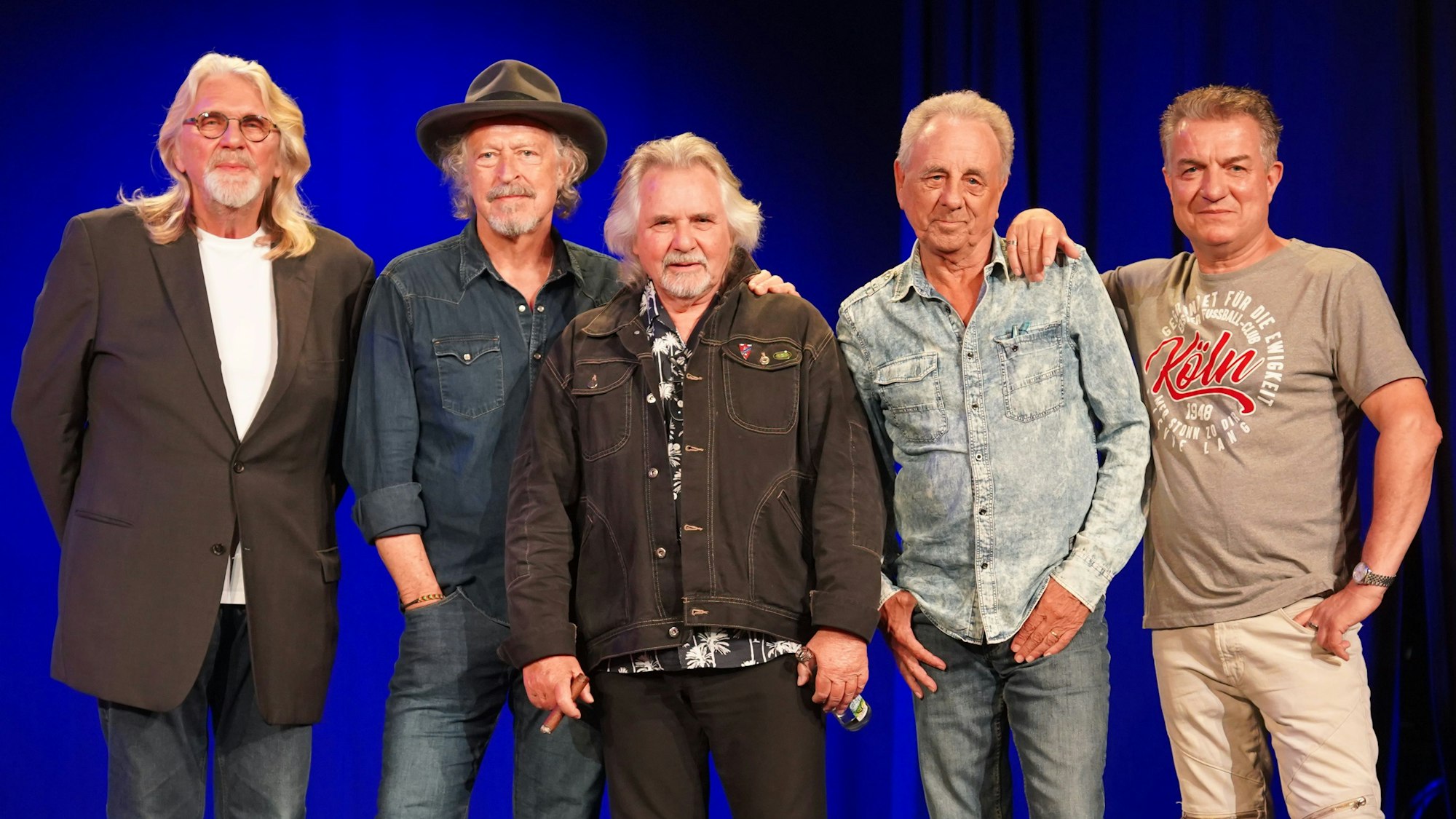 Jürgen Fritz (von links), Wolfgang Niedecken, Tommy Engel, Erry Stoklosa und Linus bei der Programmvorstellung.