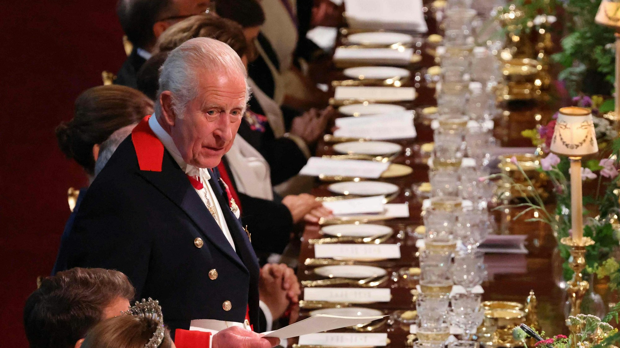 König Charles III. während seiner Rede.