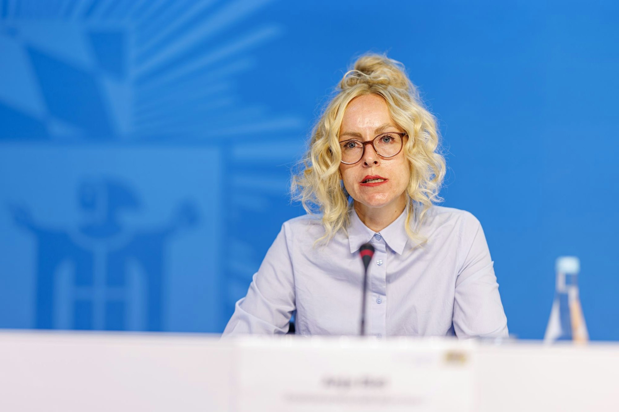 Anja Biel, Staatsanwältin von der Staatsanwaltschaft München I, bei der Pressekonferenz im Polizeipräsidium München.