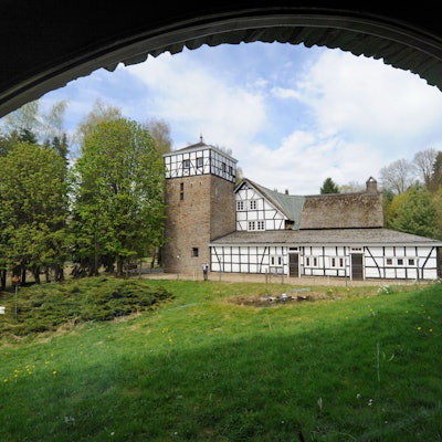 Blick von Haus Varresbeck zum Haupthof