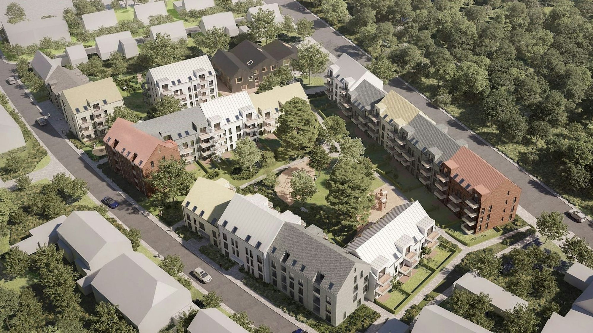 Visualisierung der geplanten 400 neuen Wohnungen in Köln-Höhenhaus.