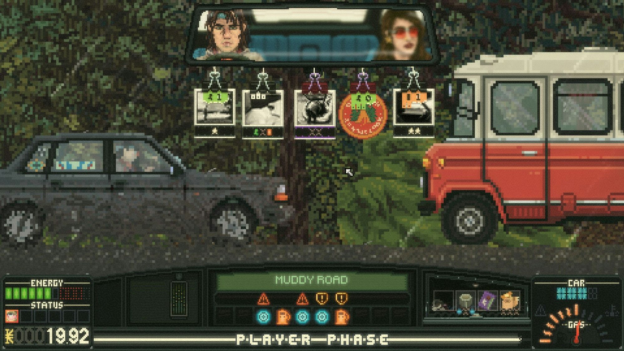 Event in «Keep Driving»: Mit ihren Fähigkeitenkarten müssen die Spielenden bestimmte Symbole neutralisieren, die Ressourcen kosten können.