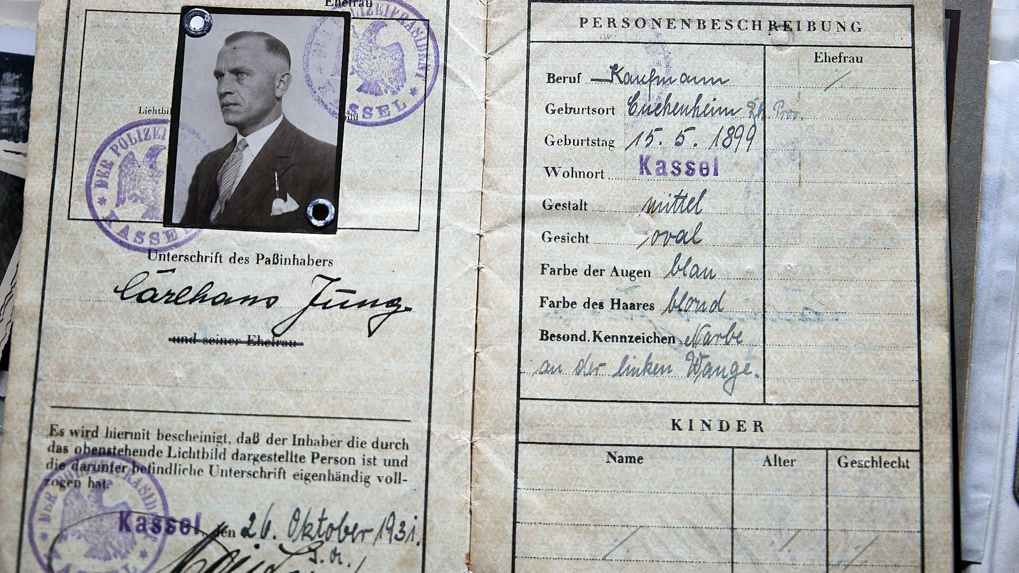 Der Reisepass von Carlshans Jung