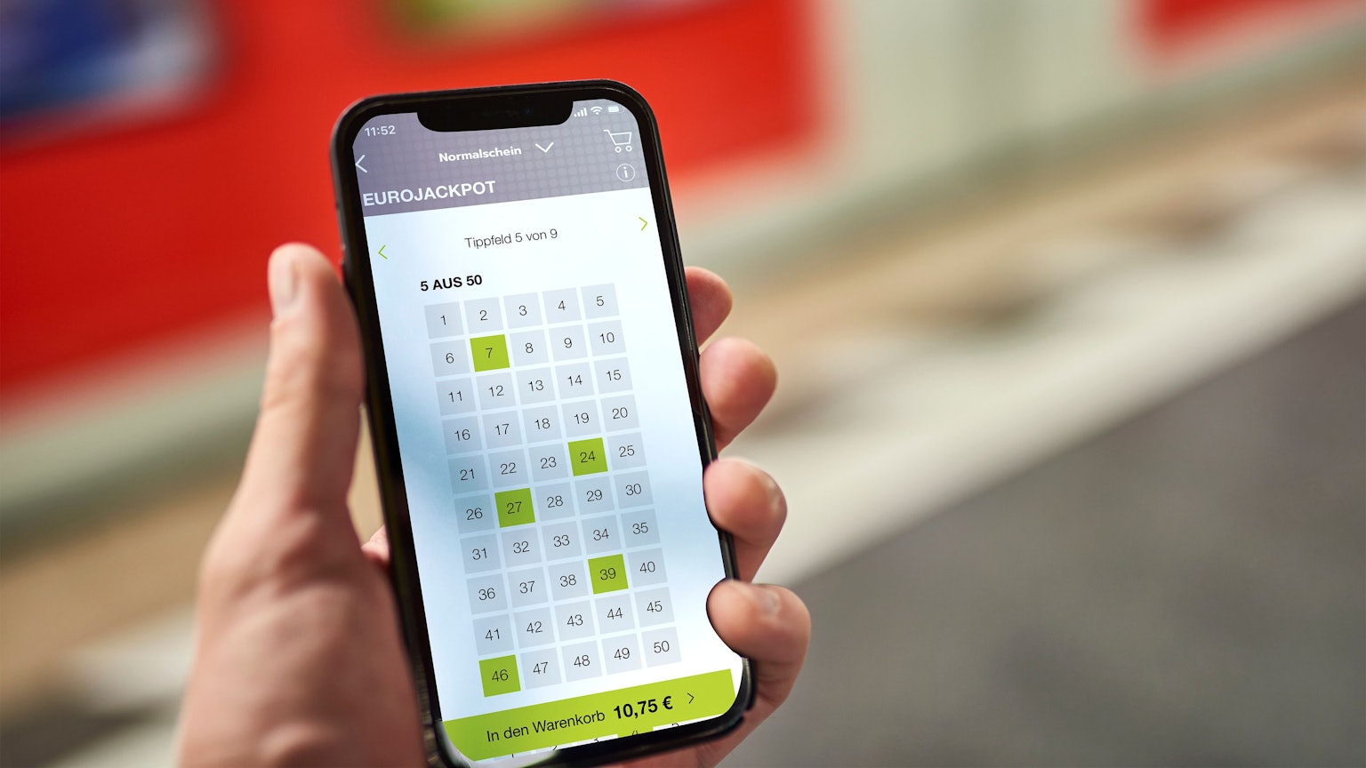 Eurojackpot auf einem Smartphone.