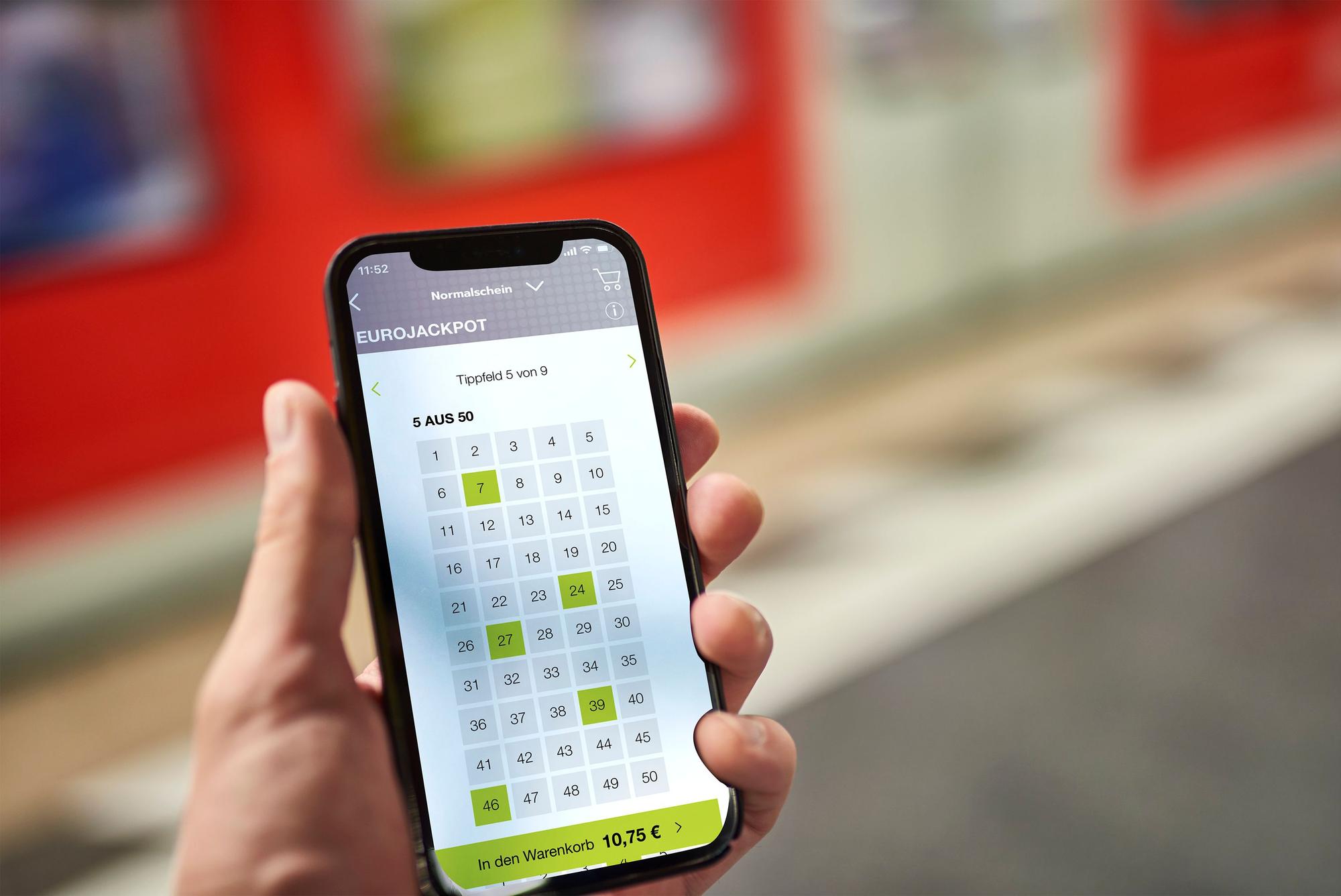 Eurojackpot auf einem Smartphone.