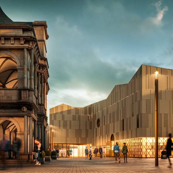 Rechts in der Visualisierung ist das neue Miqua zu sehen, links das Historische Rathaus.